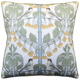 Birds & Cherries Aqua Decorative Pillow Ryan Studio - GP and J Baker Fabric