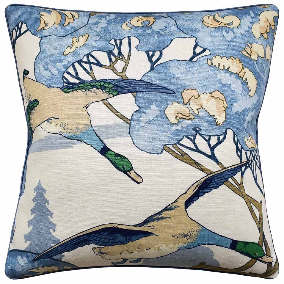 Flying Ducks Blue - Throw Pillow by Ryan Studio at Fig Linens and Home