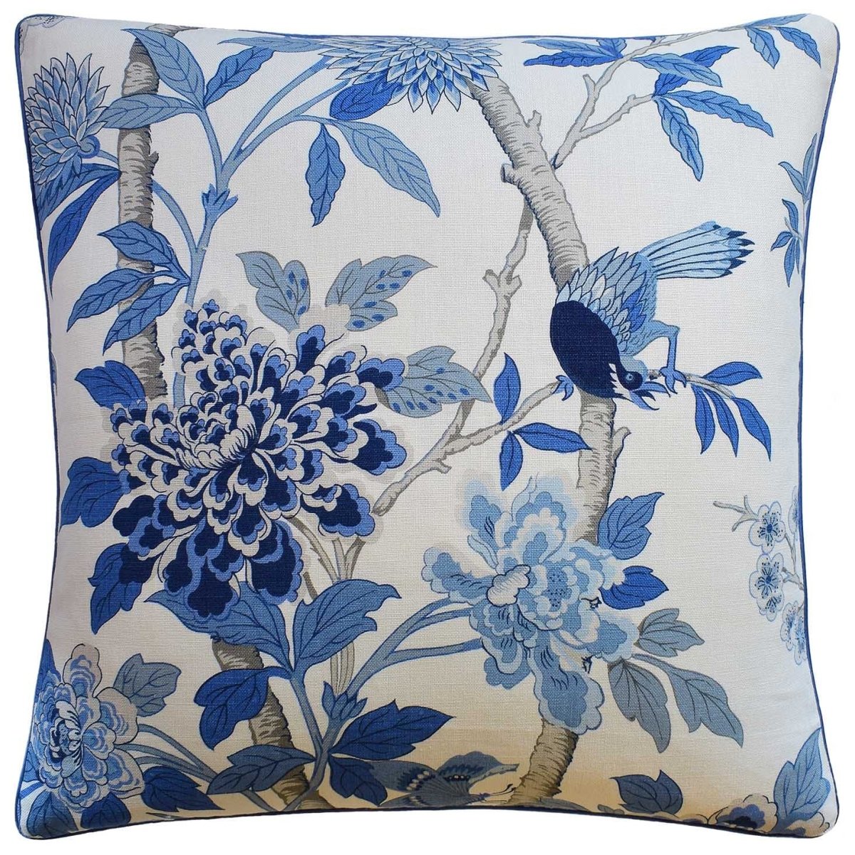 Hydrangea Bird Blue - Throw Pillow by Ryan Studio - GP and J Baker Fabric