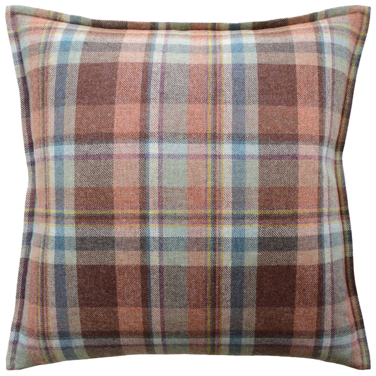 Lindisfarne Plaid Russet Aqua Decorative Pillow by Ryan Studio at Fig Linens and Home