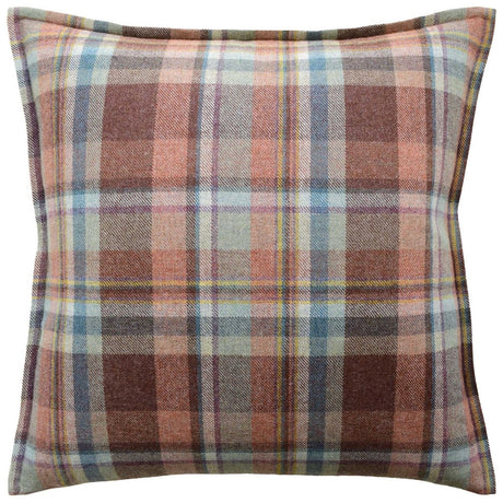 Lindisfarne Plaid Russet Aqua Decorative Pillow by Ryan Studio at Fig Linens and Home