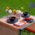 Instant Bucolique Pink Napkin by Le Jacquard Français - Napkin on outdoor table with runner