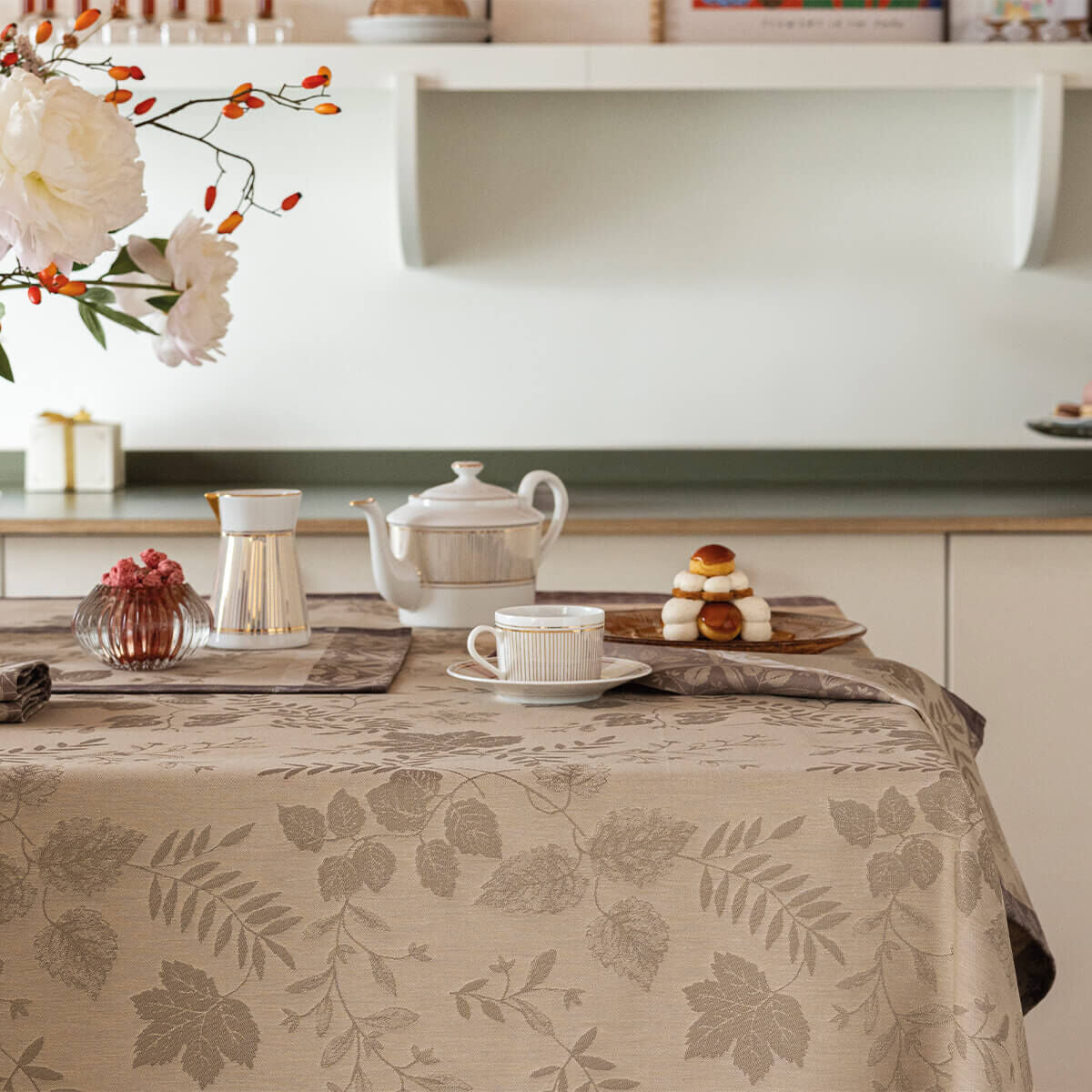 Manor Lane Enduit Beige Coated Placemat by Le Jacquard Français