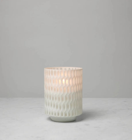 Alveare Hurricane Candle Holder by Sferra Linens in White at Fig Linens and Home - 4