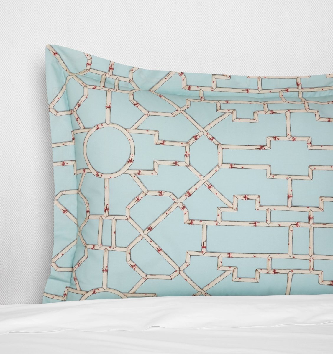 Sferra Scalamandre Bedding -  Baldwin Bamboo Standard Sham Aqua Comp at Fig Linens and Home