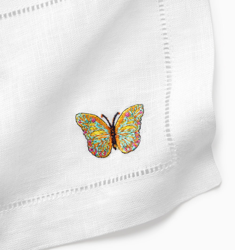 Sferra Linens Bordano Cocktail Napkins at Fig Linens and Home - Butterfly 1