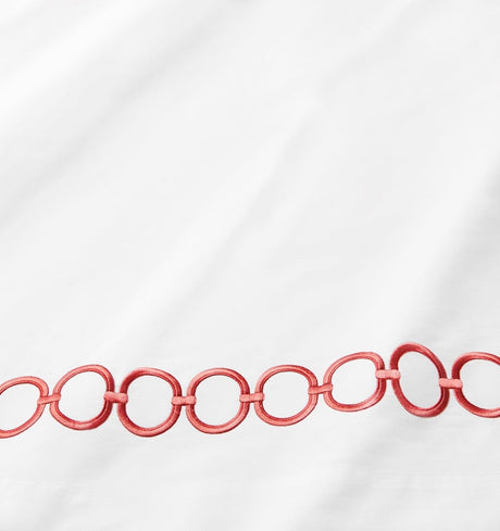 Sferra Linens Catena Persimmon Bedding Style - Fabric Detail with Embroidery