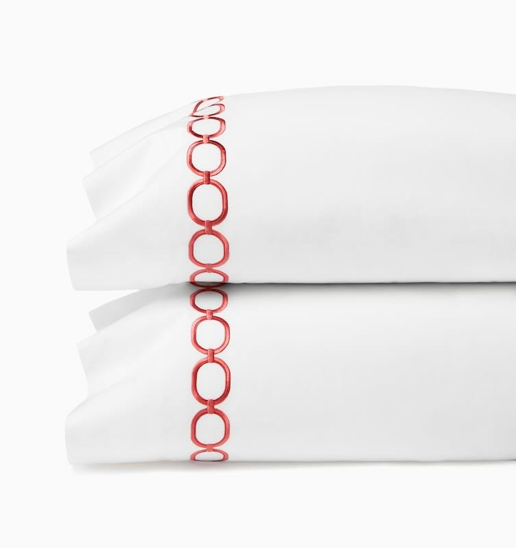 Catena - Standard Pillow Case 22X33 (Pair) White/Persimmon Sferra