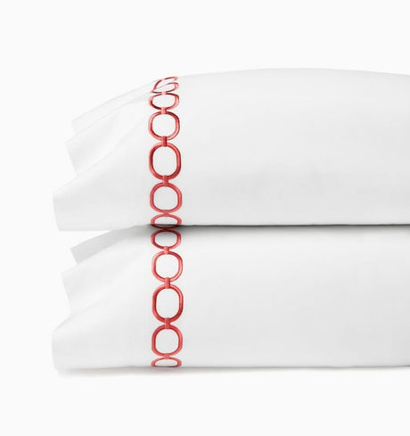 Catena - Standard Pillow Case 22X33 (Pair) White/Persimmon Sferra