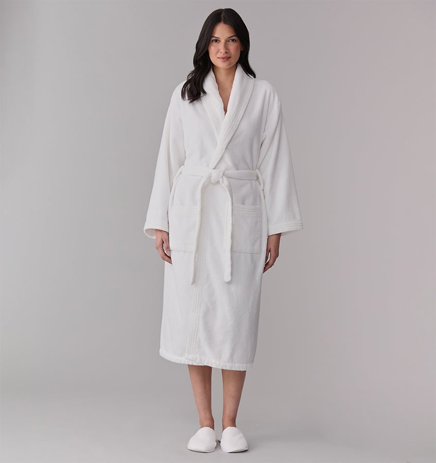 Cielo White Bathrobe by Sferra Linens - Front View - Fig Linens and Home