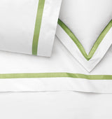 Estate Bedding in White and Apple Green by Sferra King Flat Sheet 114X114 White/Apple Green at FIG LINENS AND HOME 1