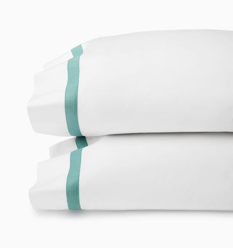 Estate Bedding - Standard Pillow Case 22X33 Pair White/Aqua Sferra
