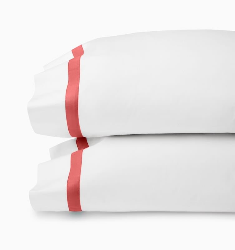 Estate Bedding - Standard Pillow Case 22X33 Pair White/Persimmon Sferra