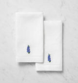 SFERRA Linens FIORENZA BIRTHFLOWER GUEST TOWEL JULY LARKSPUR COMP at Fig Linens and Home