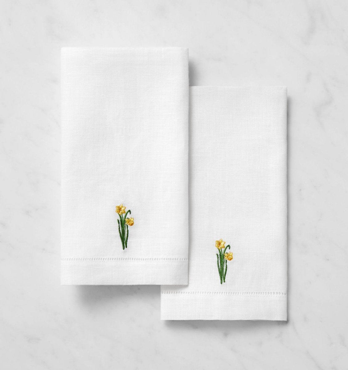 SFERRA Linens FIORENZA BIRTHFLOWER GUEST TOWEL MARCH DAFFODIL COMP  at Fig Linens and Home at Fig Linens and Home