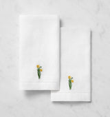 SFERRA Linens FIORENZA BIRTHFLOWER GUEST TOWEL MARCH DAFFODIL COMP  at Fig Linens and Home at Fig Linens and Home