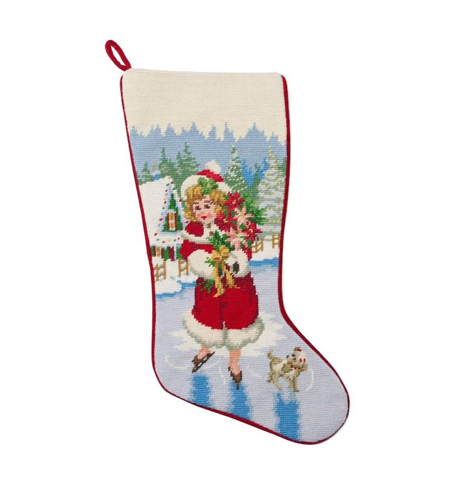 Holiday Stocking - Ice Skater Girl Stocking in Red by Sferra Linens at Fig Linens and Home
