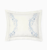 Isabella Embroidered Sham by Sferra x Scalamandre in Ivory/Sea at Fig Linens and Home - 4