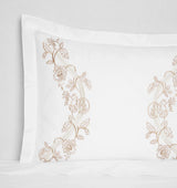 Isabella Embroidered Sham by Sferra x Scalamandre in White/Sand at Fig Linens and Home - 1