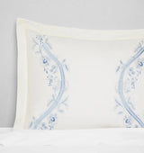 Isabella Embroidered Sham by Sferra x Scalamandre in Ivory/Sea at Fig Linens and Home - 2