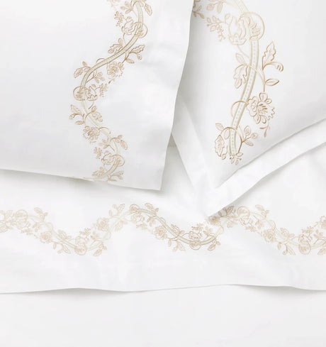 Isabella Embroidered Sham by Sferra x Scalamandre in White/Sand at Fig Linens and Home - 3