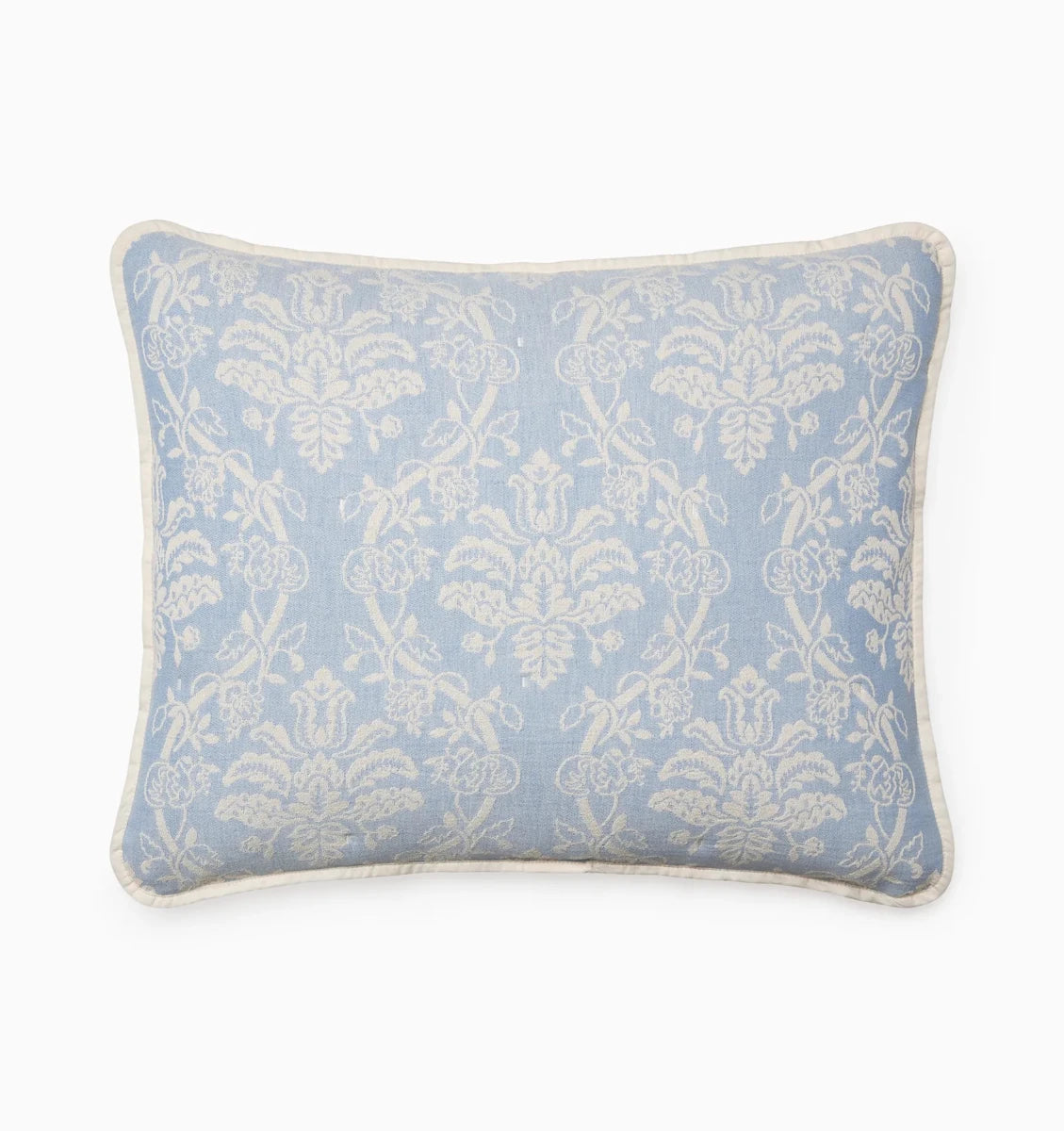 Isabella Jacquard Sham by Sferra x Scalamandre in Ivory/Sea at Fig Linens and Home - 3