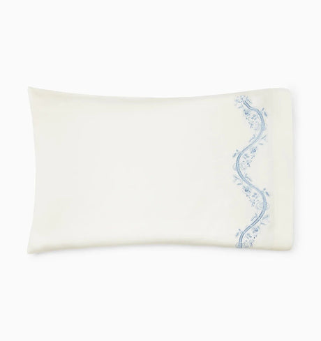 Isabella Pillowcases by Sferra x Scalamandre in Ivory/Sea at Fig Linens and Home - 2