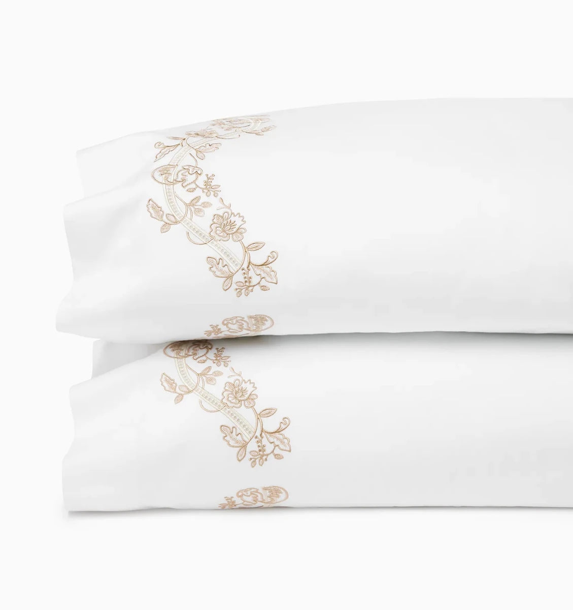 Isabella Pillowcases by Sferra x Scalamandre in White/Sand at Fig Linens and Home - 1