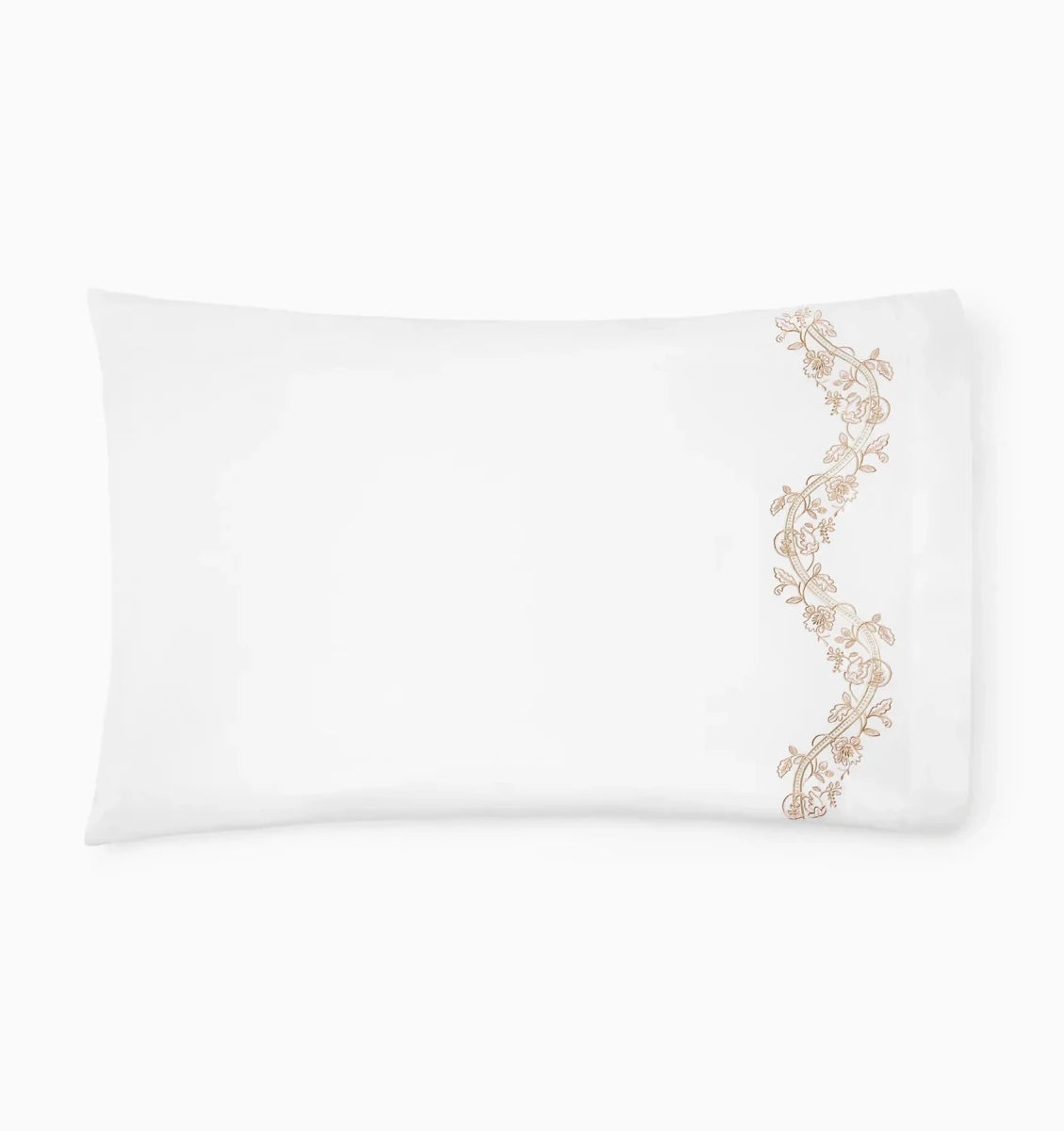 Isabella Pillowcases by Sferra x Scalamandre in White/Sand at Fig Linens and Home - 3