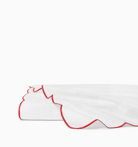 Limana - Full/Queen Flat Sheet 96X114 White/Persimmon Sferra