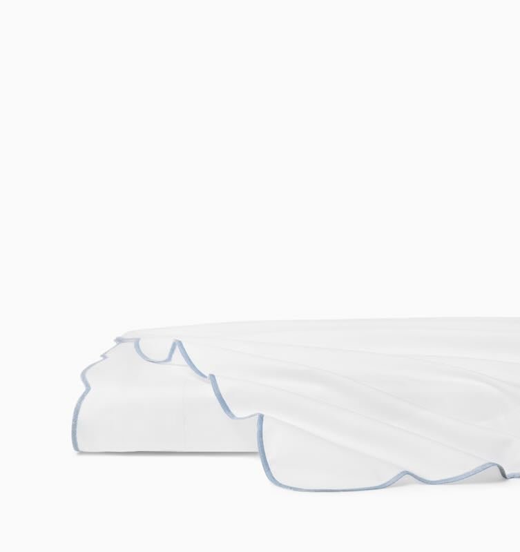 Limana - Full/Queen Flat Sheet 96X114 White/Sea Sferra