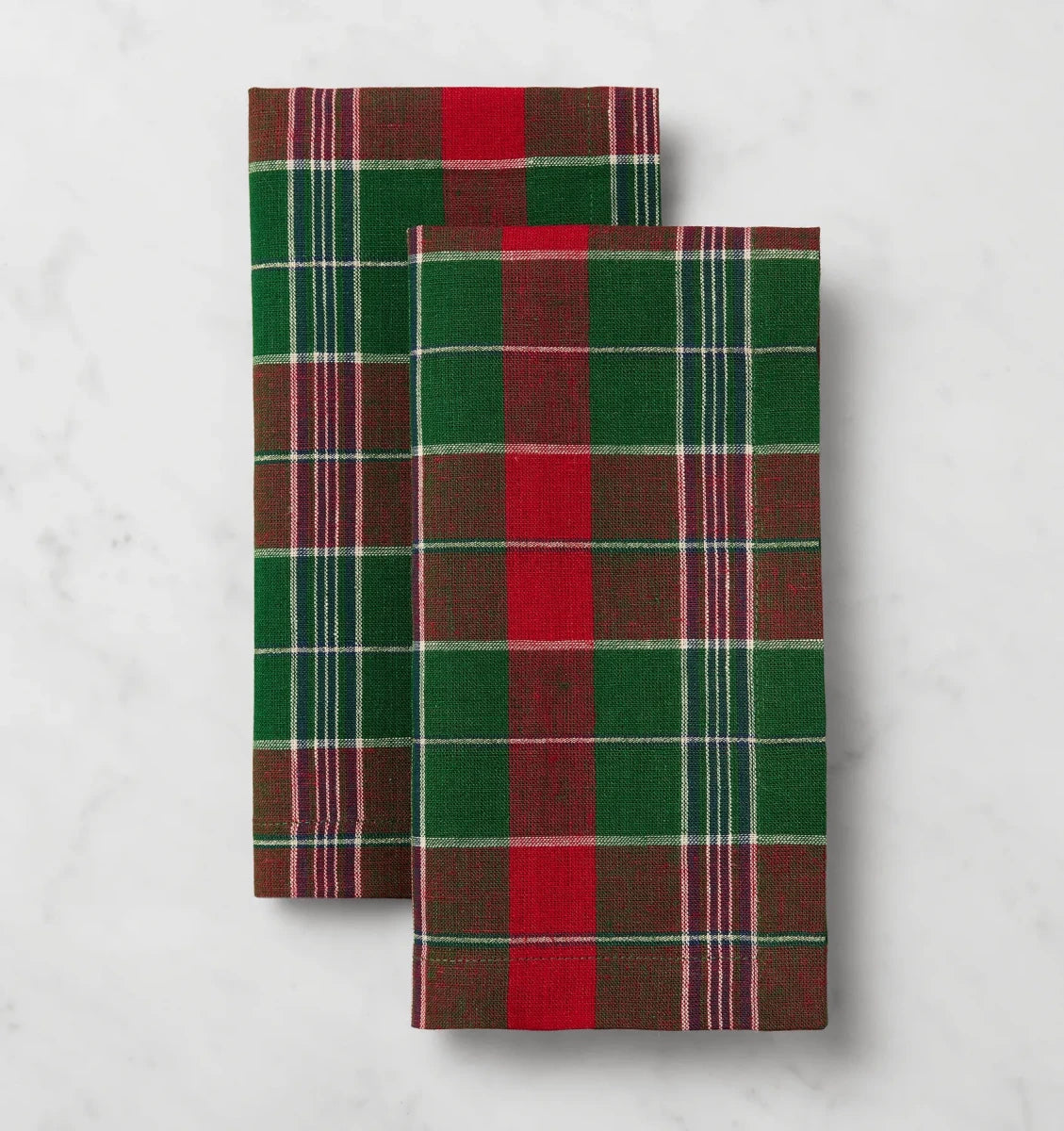 Masseria Dinner Napkins by Sferra Linens in Emerald/Red at Fig Linens and Home - 1