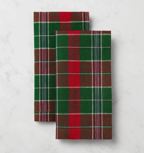 Masseria Dinner Napkins by Sferra Linens in Emerald/Red at Fig Linens and Home - 1