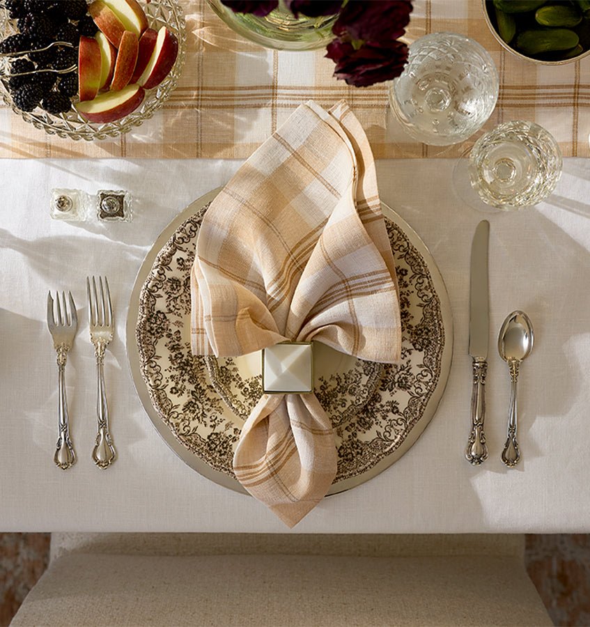 Masseria Dinner Napkins by Sferra Linens in Almond/Oyster at Fig Linens and Home - 6