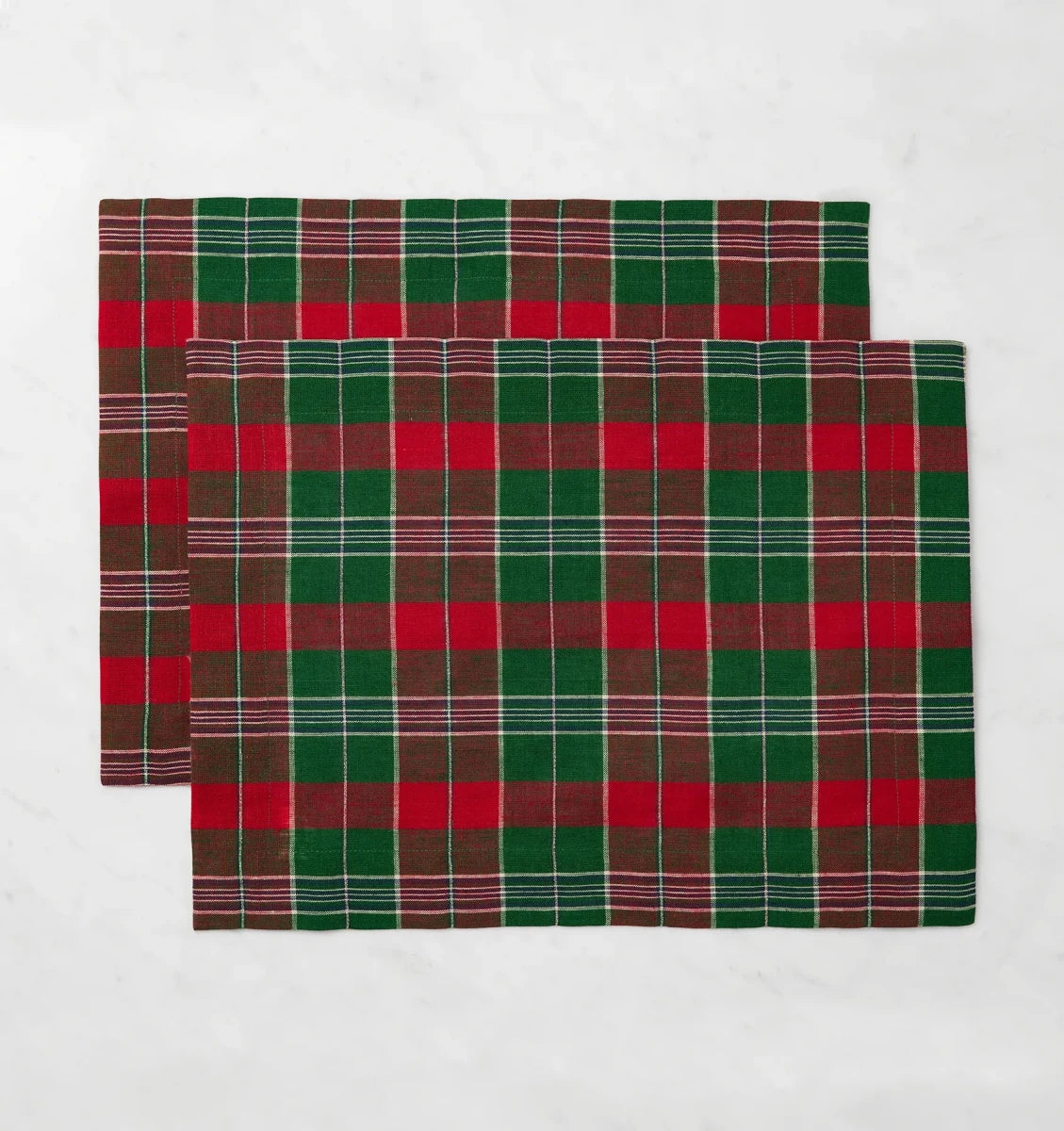 Masseria Placemats by Sferra Linens in Emerald/Red at Fig Linens and Home - 1