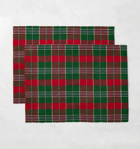 Masseria Placemats by Sferra Linens in Emerald/Red at Fig Linens and Home - 1