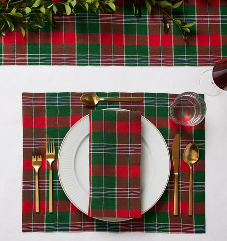 Masseria Placemats by Sferra Linens in Emerald/Red at Fig Linens and Home - 4