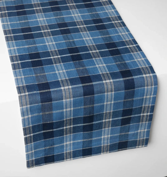 Masseria Table Runner by Sferra Linens in Cadet/Navy at Fig Linens and Home - 1