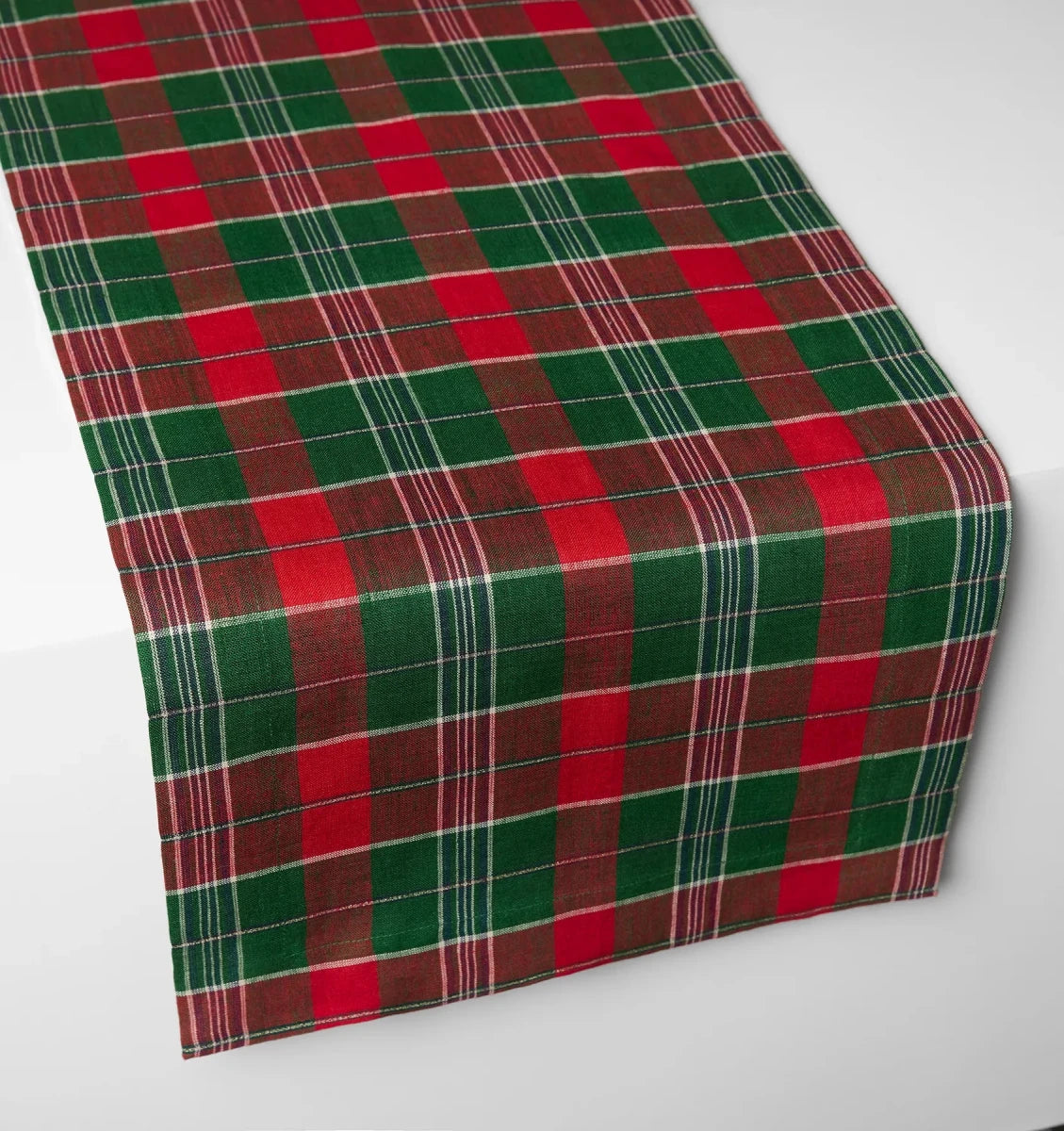 Masseria Table Runner by Sferra Linens in Emerald/Red at Fig Linens and Home - 1