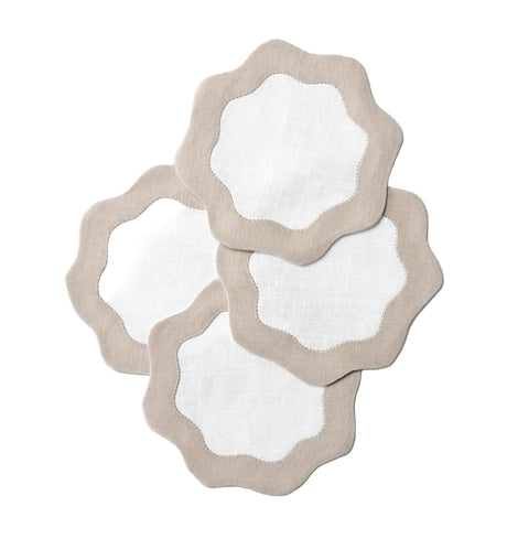 Ondulato Cocktail Napkins Set of 6 by Sferra S/6 Cocktail Napkin 6X6 WHITE/NATURAL at FIG LINENS AND HOME 4