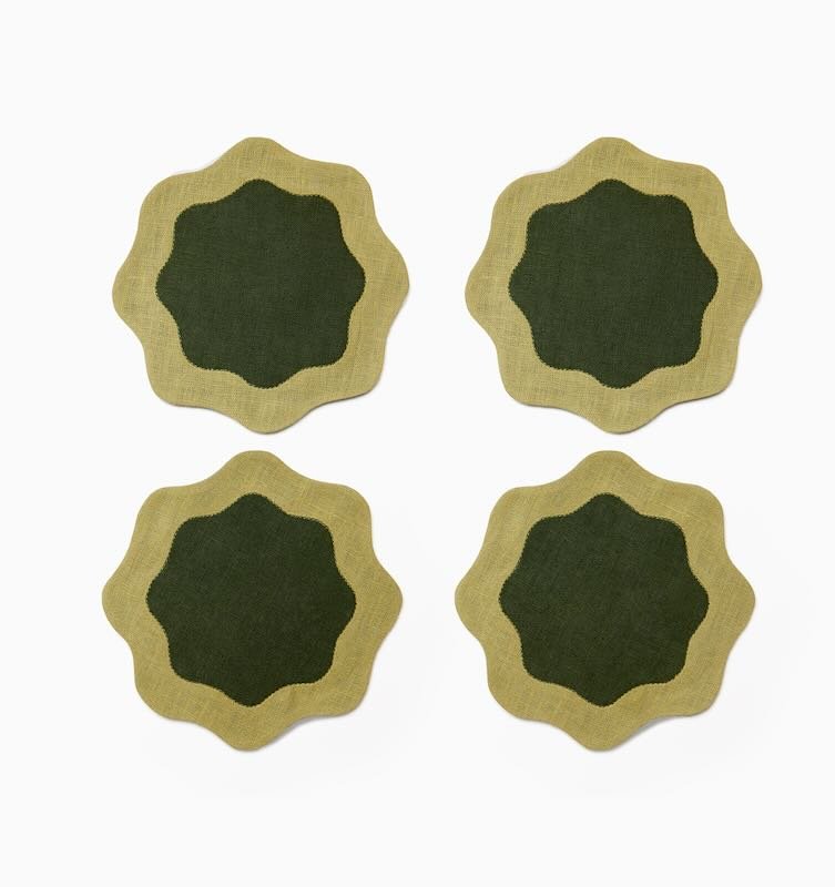 Ondulato Cocktail Napkins Set of 6 by Sferra S/6 Cocktail Napkin 6X6 at FIG LINENS AND HOME 4 FOREST/CELADON