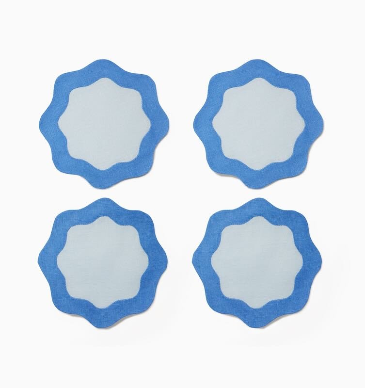 Ondulato Cocktail Napkins Set of 6 by Sferra S/6 Cocktail Napkin 6X6 at FIG LINENS AND HOME SKY/COBALT