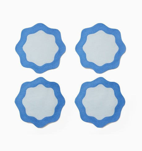 Ondulato Cocktail Napkins Set of 6 by Sferra S/6 Cocktail Napkin 6X6 at FIG LINENS AND HOME SKY/COBALT