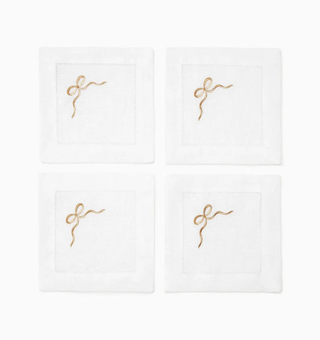 Regalo Cocktail Napkins by Sferra Linens in White/Beige at Fig Linens and Home - 1
