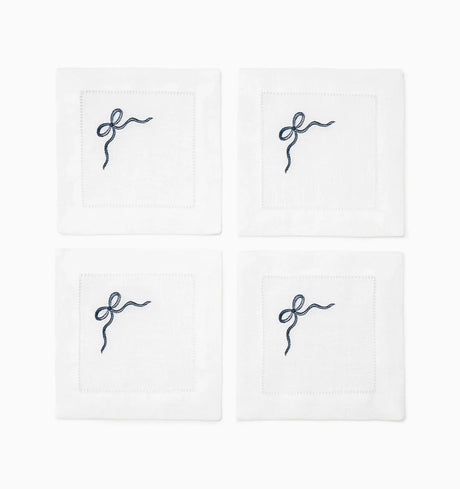 Regalo Cocktail Napkins by Sferra Linens in White/Blue at Fig Linens and Home - 1