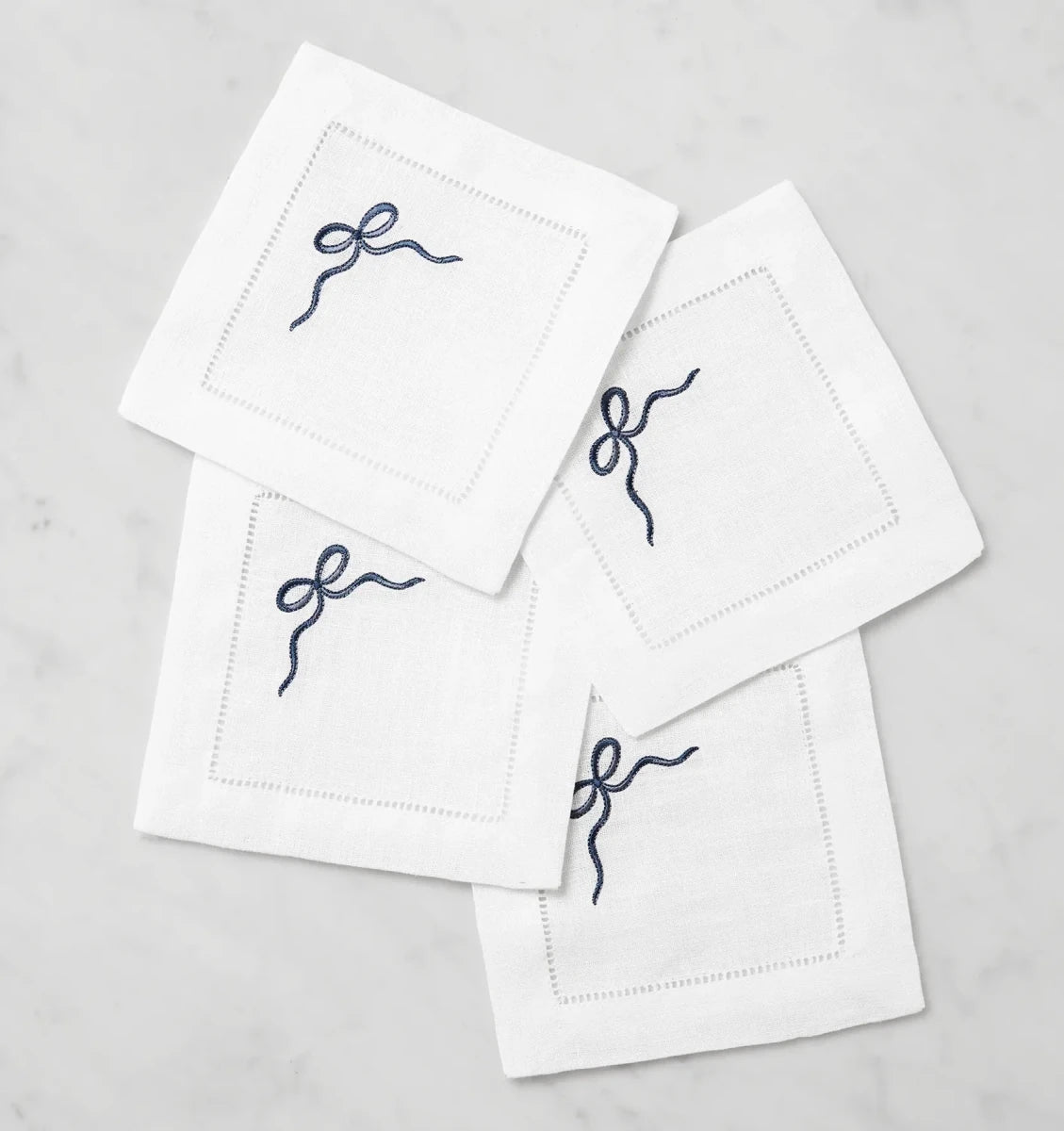 Regalo Cocktail Napkins by Sferra Linens in White/Blue at Fig Linens and Home - 2