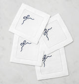 Regalo Cocktail Napkins by Sferra Linens in White/Blue at Fig Linens and Home - 2