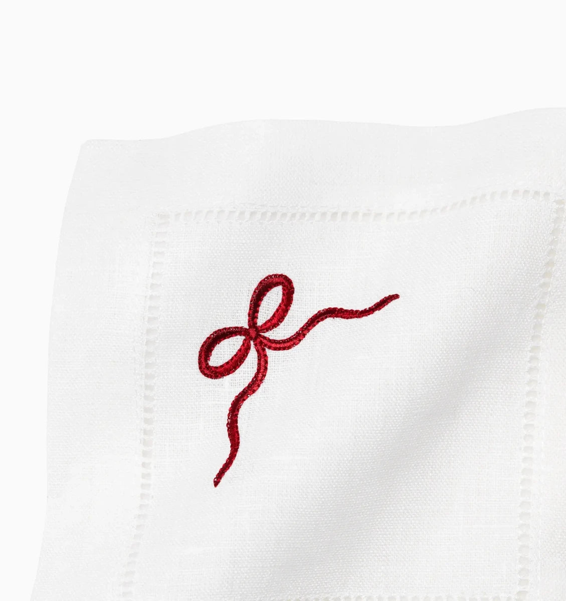 Regalo Cocktail Napkins by Sferra Linens in White/Red at Fig Linens and Home - 3