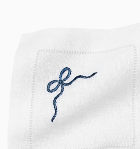 Regalo Cocktail Napkins by Sferra Linens in White/Blue at Fig Linens and Home - 3