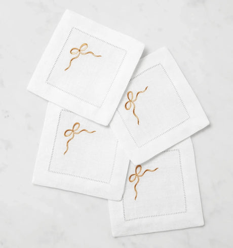 Regalo Cocktail Napkins by Sferra Linens in White/Beige at Fig Linens and Home - 2